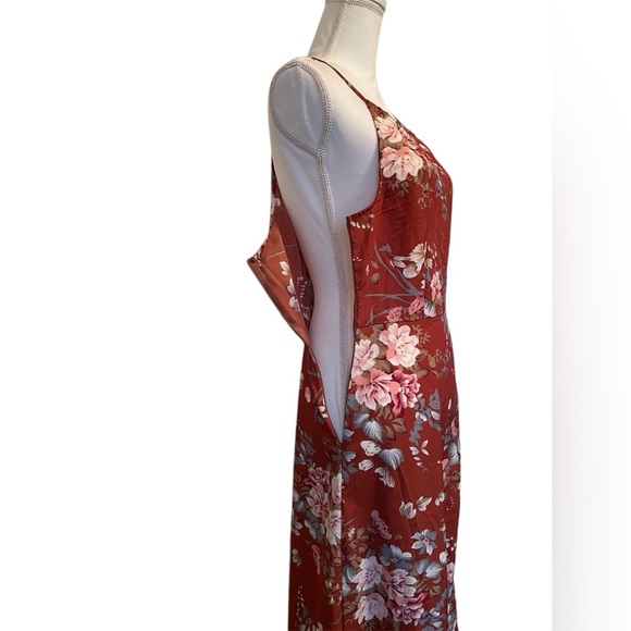 SHEIN Floral Thin Strap Orange Maxi Dress Women’s Small - Picture 4 of 14